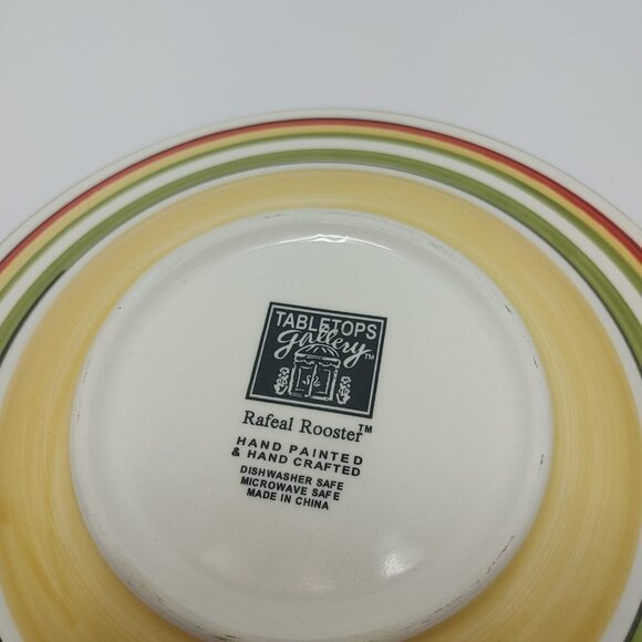 Salad Plates Red Green Yellow Trim Tabletops Gallery Rafael Rooster 8.5" - Picture 2 of 7